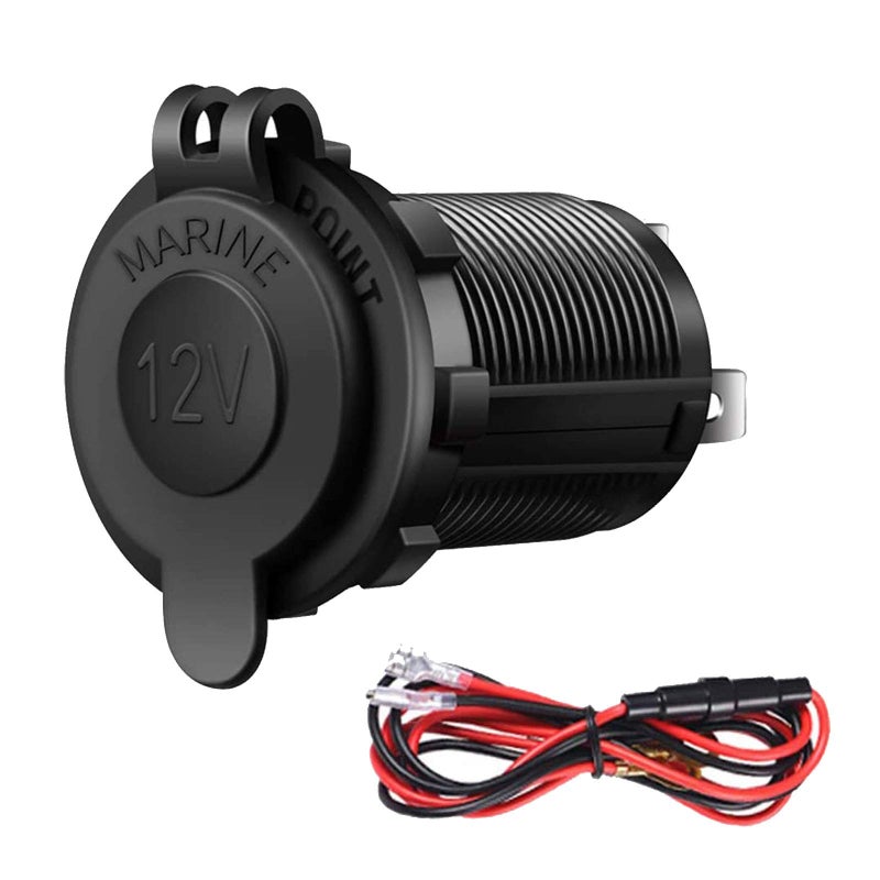 ZHSMS Cigarette Lighter Socket Car Marine Motorcycle ATV RV Lighter Socket Power Outlet Socket Receptacle 12V Waterproof Plug by ZHSMS - Image 1